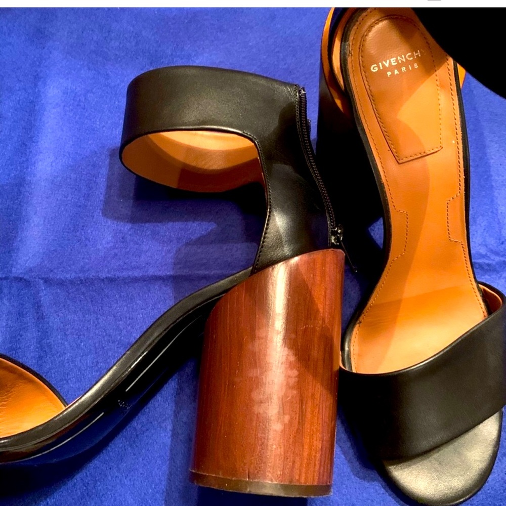 Givenchy Black and Brown Block Heel Sandals